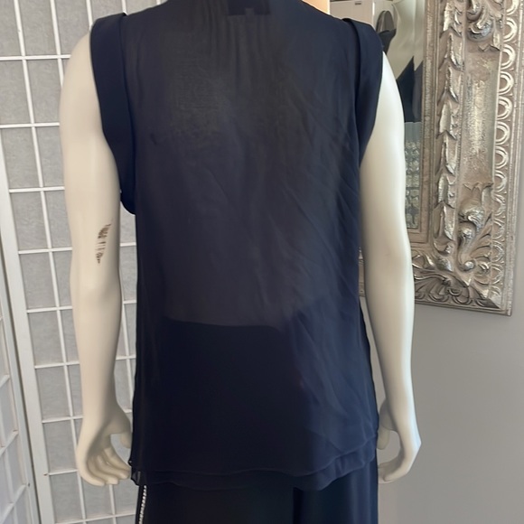 Phillip Lim Black Silk & Silver Metallic Shirt Sz 6 - Picture 4 of 6